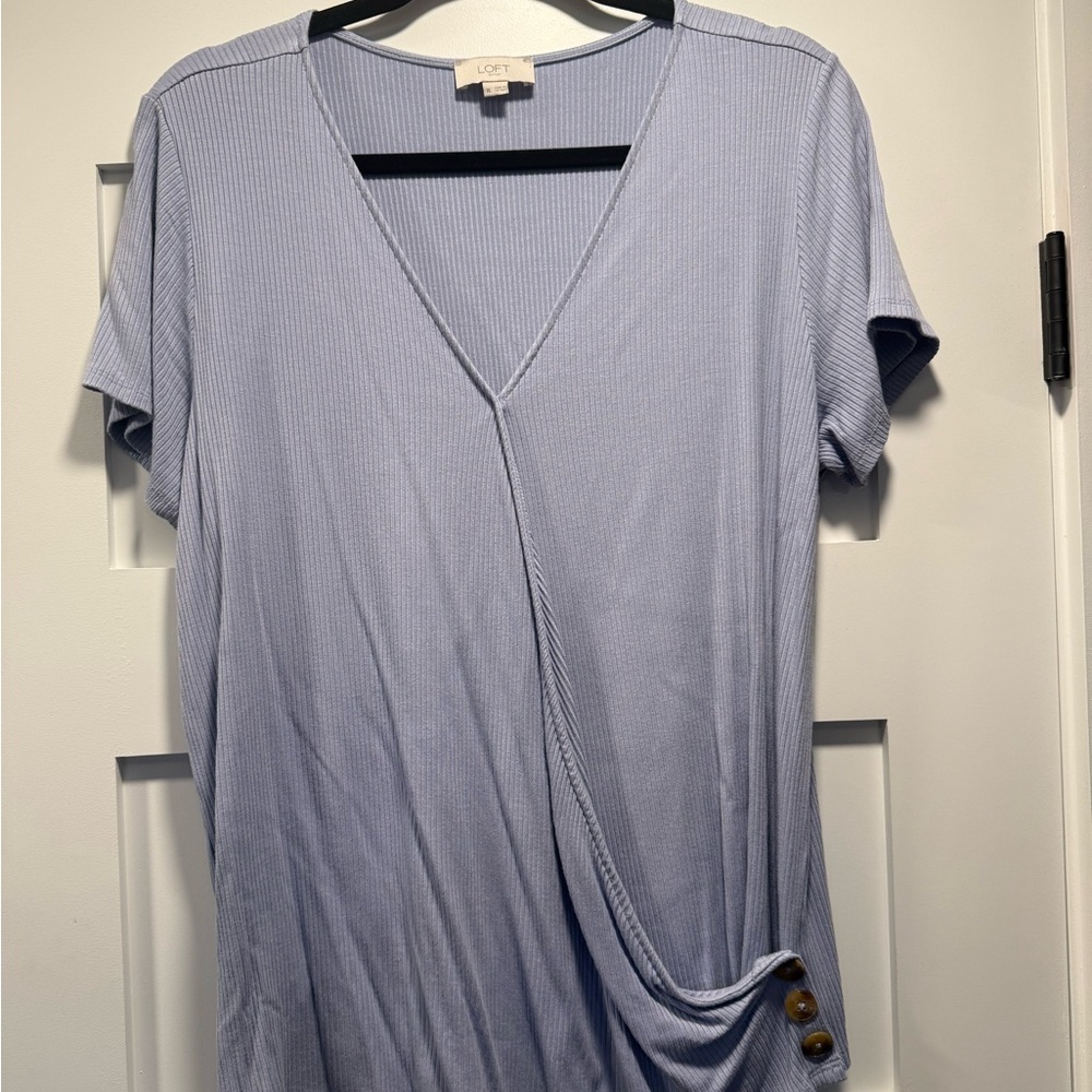 LOFT Outlet Women's Light Blue V-Neck Top